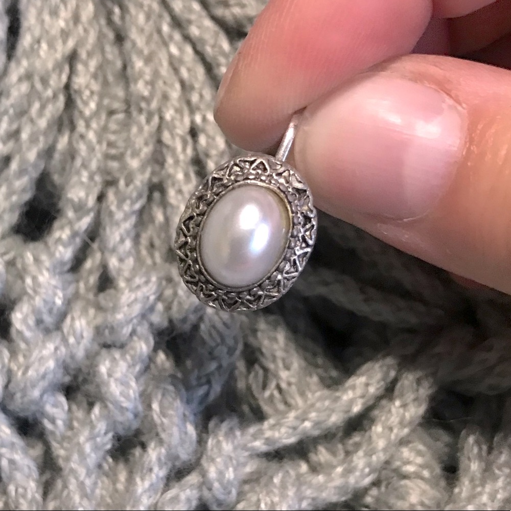 VINTAGE Sterling Silver Pearl Earrings